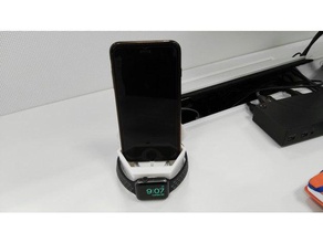 doble estación de carga dock apple watch iphone el teléfono móvil caso muelle iwatch pie reloj 3d print model - Mito3D