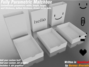 voll parametrischen Streichholzschachtel Container box container anpassbare Schublade matchbox parametric 3d print model - Mito3D