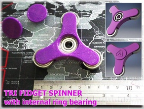 tri fidget spinner - internal ring bearing mechanical toys 3d print model - Mito3D