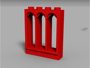 castle window tall tri-arch lego compatible construction toys arch 3d print model - Mito3D