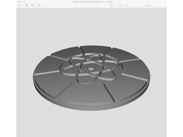 aperture sience logo older coaster 2d art science portal 3D print model - Mito3D