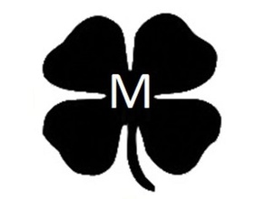 four leaf clover solid stamp letter m signs & logos customized 3d print model - Mito3D