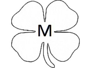 four leaf clover hollow stamp letter m signs & logos customized 3d print model - Mito3D