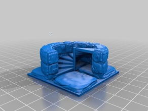 openforge 20 mag half height 3-4 spiral stair toy & game accessories dnd tiles openforge2 openlock stairs 3d print model - Mito3D