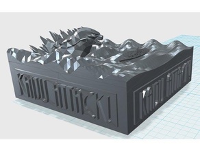 godzilla-attack Schreibtisch Stoßstange Tiere 3d print model - Mito3D