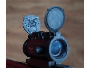40mm flip up scope caps bad ass skulls them sport & outdoors guns gun accessories skull 3d print model - Mito3D