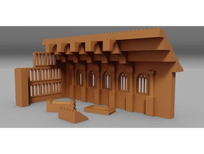 castillo de la gran sala lego compatible juguetes construcción los bloques castillos estilo gótico medieval 3d print model - Mito3D