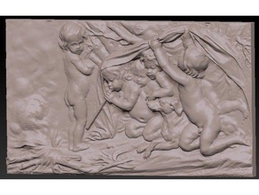 bouchardon quatre saisons fontaine allégorie de l'hiver sculpture chérubin, l'amour bébé sculptures 3d print model - Mito3D
