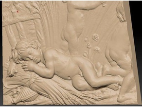bouchardon quattro stagioni fontana autunno scultura dettaglio cherubino cupido bambino putti sculture 3d print model - Mito3D