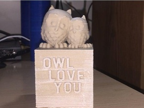 cuddling owls - owl love you box animals 3d print model - Mito3D