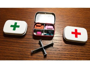ilaçlar tin dört bölüm hap bölücü smalls organizasyon kutusu tıbbi tıp Organizatör hapları küçük Seyahat 3d print model - Mito3D