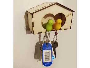 birdhouse ei holding diy pássaro casa de passarinho a chaveiro lasercut 3d print model - Mito3D