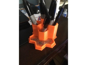 office supplies holder hexagon honeycomb organization organizer 3d print model - Mito3D