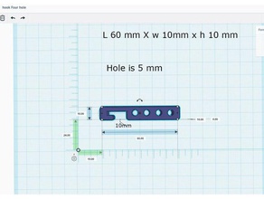 hook four hole 3d printing holes 3d print model - Mito3D