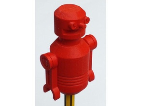 robot pencil top figurine toys & games 3d print model - Mito3D