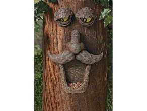 tree face bird feeder art garden old man 3d print model - Mito3D