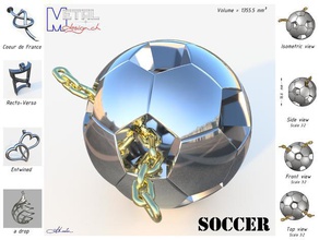 futebol a moda jóias pingente pendentif 3d print model - Mito3D