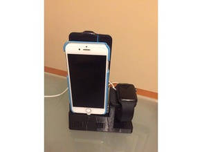 duplo stand iphone apple relógio telefone celular a assistir 3d print model - Mito3D