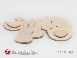 la pascua etiquetas cnc láser Arte en 2d bunny de pollo router conejito el huevo etiqueta zenziwerken 3d print model - Mito3D