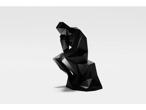 lowest poly thinker sculptures art auguste rodin impression facette le penseur low modern poet 3d print model - Mito3D