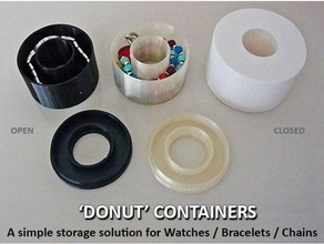 'donut' watch bracelet chain container household accessories accessory bedroom box boxes bracelets chains donut donuts gift holder home jar jewellery organisation organiztion present protect protective case safe safety solution storage travel 3d print model - Mito3D