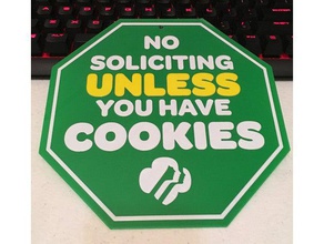 no soliciting girl scout cookies sign signs & logos cookie door gift gifts scouts scouting logo household solicitors thin mints 3d print model - Mito3D