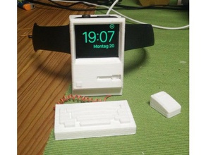 iwatch charger old macintosh keyboard & mouse 3d printing apple watch stand 3d print model - Mito3D