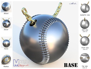 baseball jewelry base bijoux pendant pendentif 3d print model - Mito3D