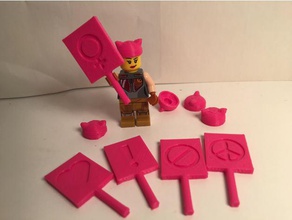 minifig women's march set toy & game accessories lego protest pussyhat womens 3d print model - Mito3D
