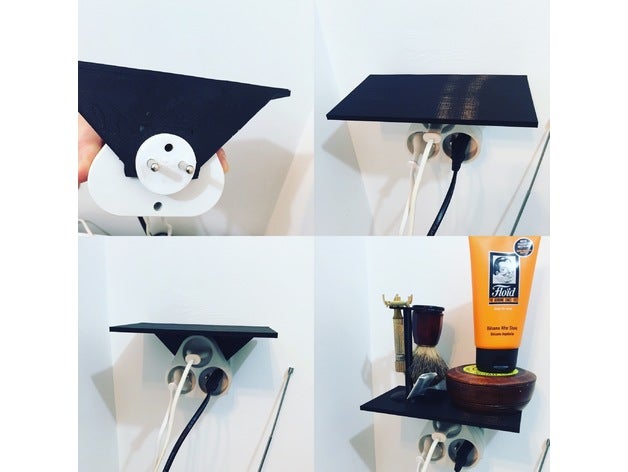 tablette multiprise triple shelf plug household bathroom salle bain 3D print model - Mito3D