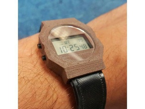 orologio sportivo accessori casio digitale ora tempo guarda orologi legno 3d print model - Mito3D