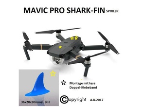 mavic pro shark-fin spoiler parts airplane dji drone fin plane quadcopter racing rc shark 3d print model - Mito3D