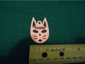 kitty clé fob - résister de porte-clés cat chat visage personnalisé le féminisme féministe un trousseau clés gousset protestation chatte pussyhat la résistance 3d print model - Mito3D