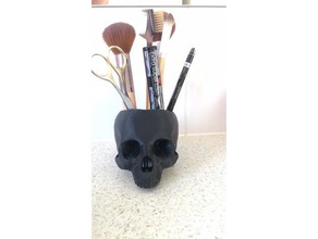 skull makeup stand bathroom stant bowl brush 3d print model - Mito3D