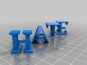 hate love typographic sculpture art 3d pursa i3 tinkercad typography 3d print model - Mito3D