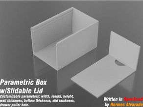 parametric box w slidable lid tool holders & boxes customizable drawer holder 3d print model - Mito3D