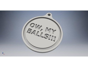 ow my balls coins & badges idiocracy keychain 3d print model - Mito3D