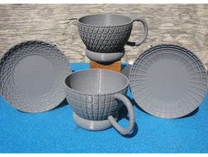 tasses de thé correspondance des soucoupes les mathématiques l'art openscad 3d print model - Mito3D