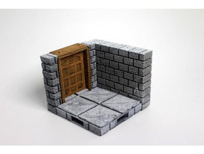 openlock cut-stone square doors toy & game accessories dnd tiles dungeon miniatures openforge pathfinder rpg stone tabletop terrain tile wood 3d print model - Mito3D