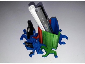 escher modular desktop organizer office lizard micro sd card holder pen usb stick 3d print model - Mito3D