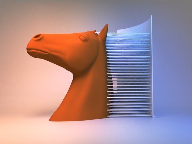 hairy horse single dual extrusion interactive art sacrificial 3D print model - Mito3D