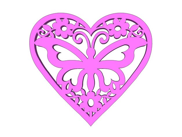 butterfly heart signs & logos insect wslab 3D print model - Mito3D