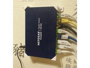 netgear gs108 interruptor de 8 puertos montaje en pared equipo ethernet red la creación redes conmutador titular rj45 el 3d print model - Mito3D