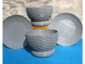 dos tazas de té decorado matemáticas art openscad 3d print model - Mito3D