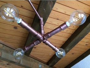 steampunk pipes lamp decor industrial lightbulb 3d print model - Mito3D