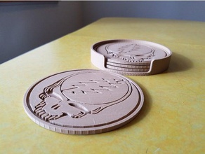 ölü coaster set minnettar mutfak ve yemek bardak grateful dead jerry garcia yüzünü çalar 3d print model - Mito3D
