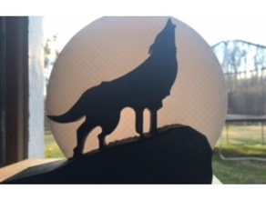 le loup de la plaque L'impression 3d décoration bureau ménage hurlement hurlant cuisine lune nom les jouets wolf 3d print model - Mito3D