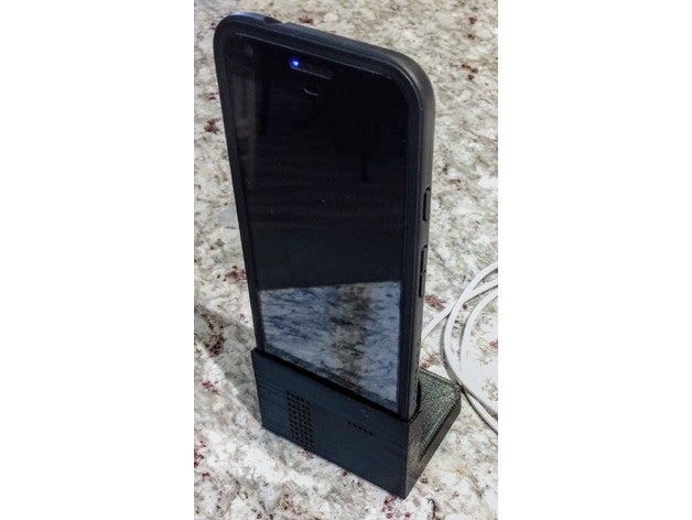 google pixel xl charging dock speaker amplifier w rhinoshield bumper case mobile phone 3D print model - Mito3D