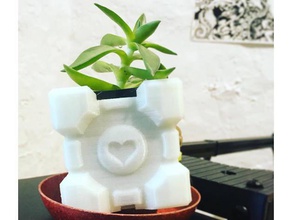 companion cube planter outdoor & garden 3d print model - Mito3D