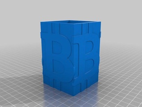 bitcoin pen holder 90x60x60 mm 3d printing bucket glass 3d print model - Mito3D